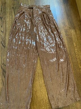 Zara Copper Sequin Wide-Leg Pants